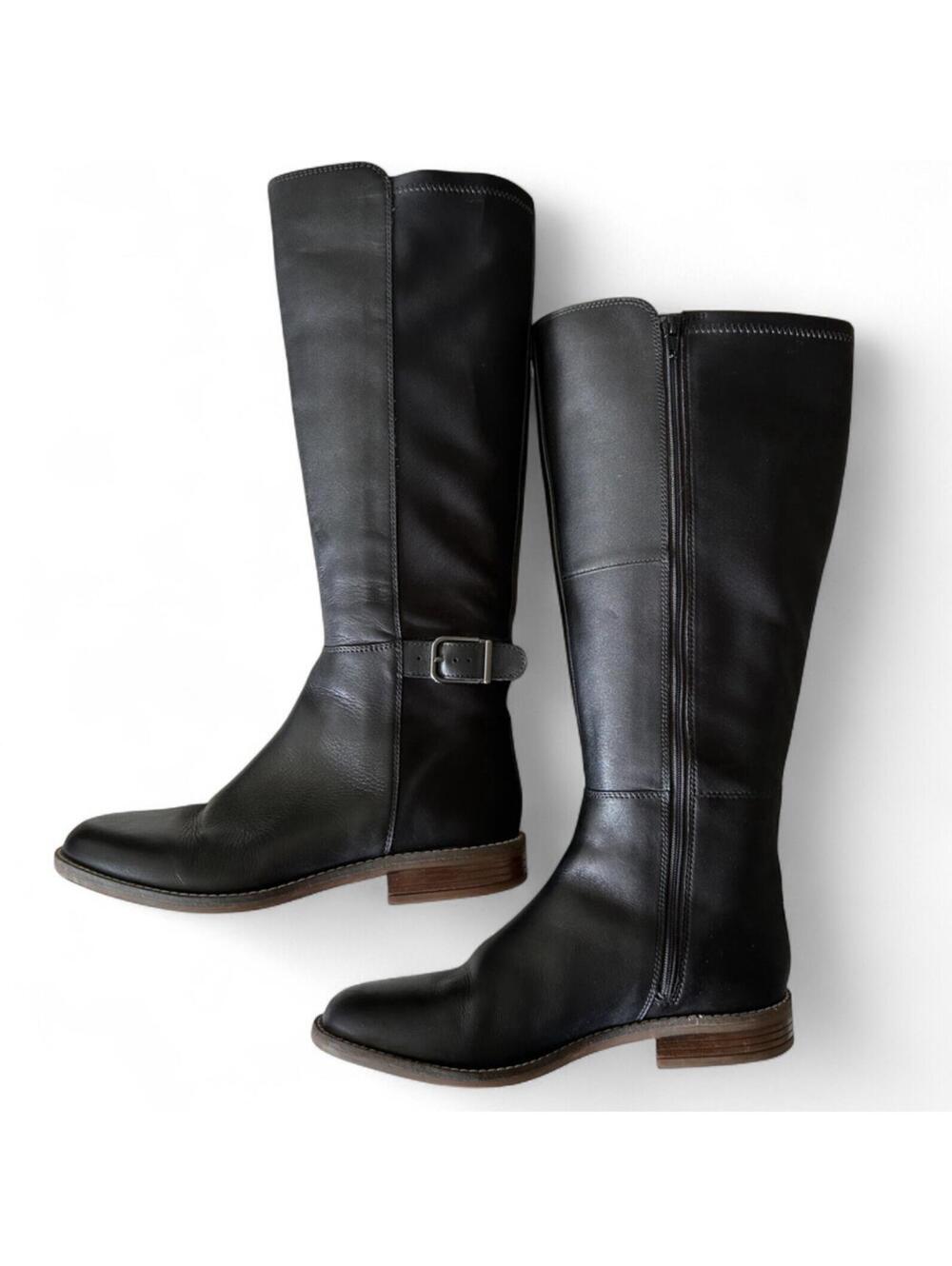 Clarks Camzin Women’s Black Leather Knee High Boots Size 8.5 - Picture 2 of 7
